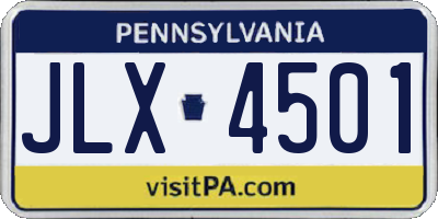 PA license plate JLX4501