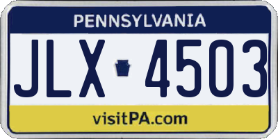 PA license plate JLX4503