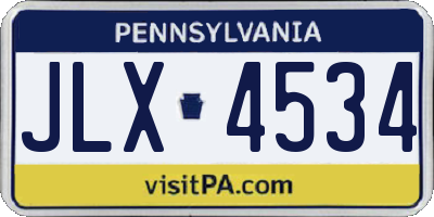 PA license plate JLX4534