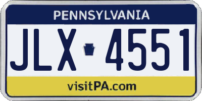 PA license plate JLX4551