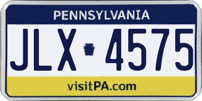 PA license plate JLX4575