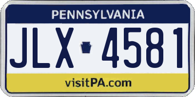 PA license plate JLX4581