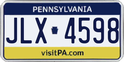PA license plate JLX4598