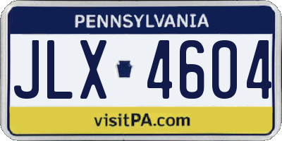 PA license plate JLX4604