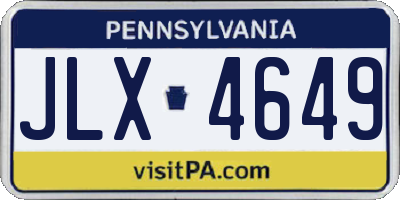 PA license plate JLX4649