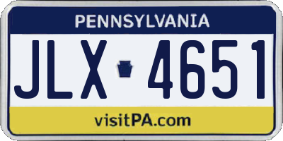 PA license plate JLX4651