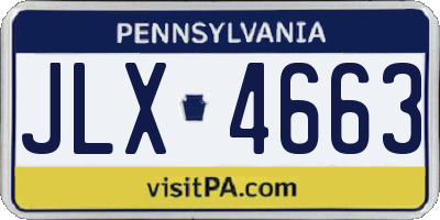 PA license plate JLX4663