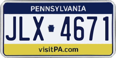 PA license plate JLX4671