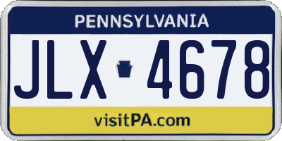 PA license plate JLX4678