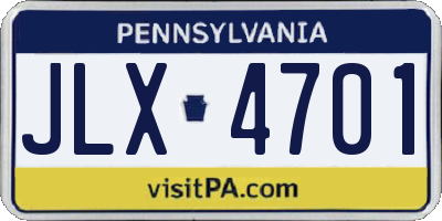 PA license plate JLX4701