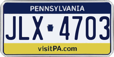 PA license plate JLX4703