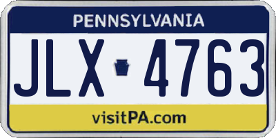 PA license plate JLX4763