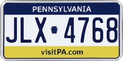 PA license plate JLX4768