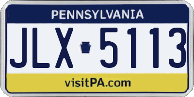 PA license plate JLX5113