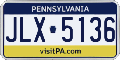PA license plate JLX5136