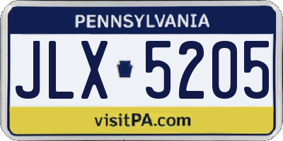 PA license plate JLX5205