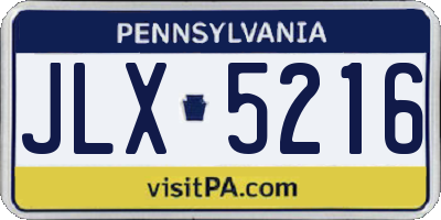PA license plate JLX5216