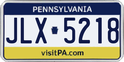 PA license plate JLX5218
