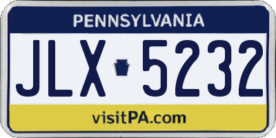 PA license plate JLX5232