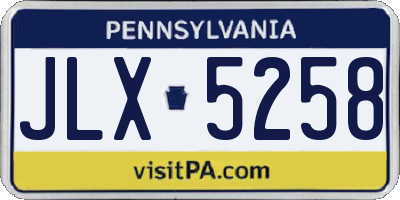 PA license plate JLX5258