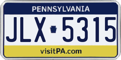 PA license plate JLX5315