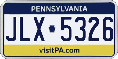 PA license plate JLX5326
