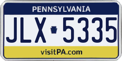 PA license plate JLX5335