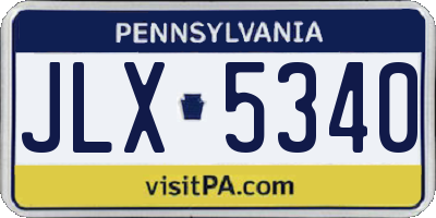 PA license plate JLX5340