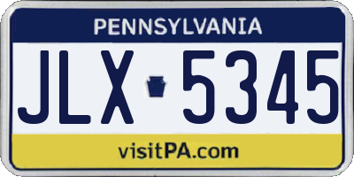 PA license plate JLX5345