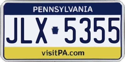 PA license plate JLX5355