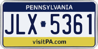 PA license plate JLX5361