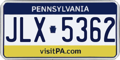 PA license plate JLX5362