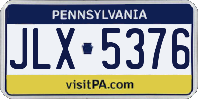 PA license plate JLX5376