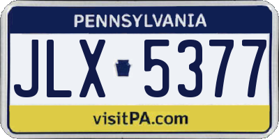 PA license plate JLX5377