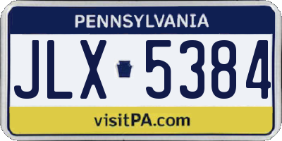 PA license plate JLX5384