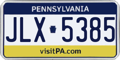 PA license plate JLX5385