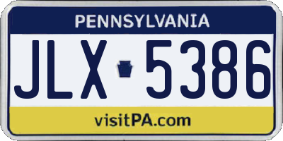 PA license plate JLX5386