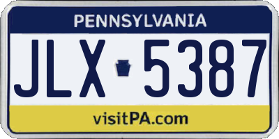 PA license plate JLX5387
