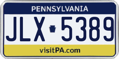 PA license plate JLX5389