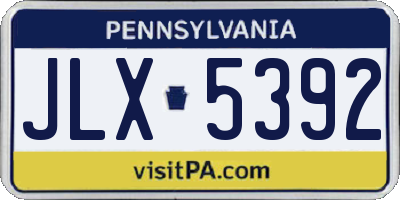 PA license plate JLX5392