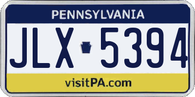 PA license plate JLX5394