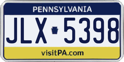 PA license plate JLX5398