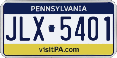 PA license plate JLX5401