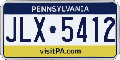 PA license plate JLX5412