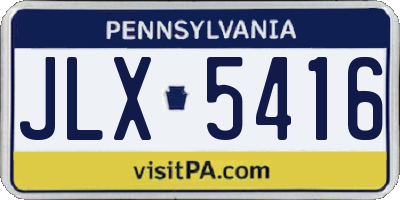PA license plate JLX5416