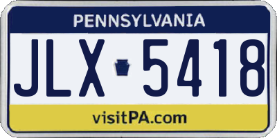 PA license plate JLX5418