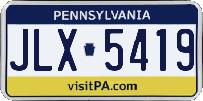 PA license plate JLX5419
