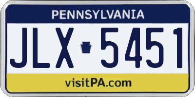 PA license plate JLX5451