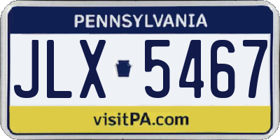 PA license plate JLX5467