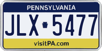 PA license plate JLX5477